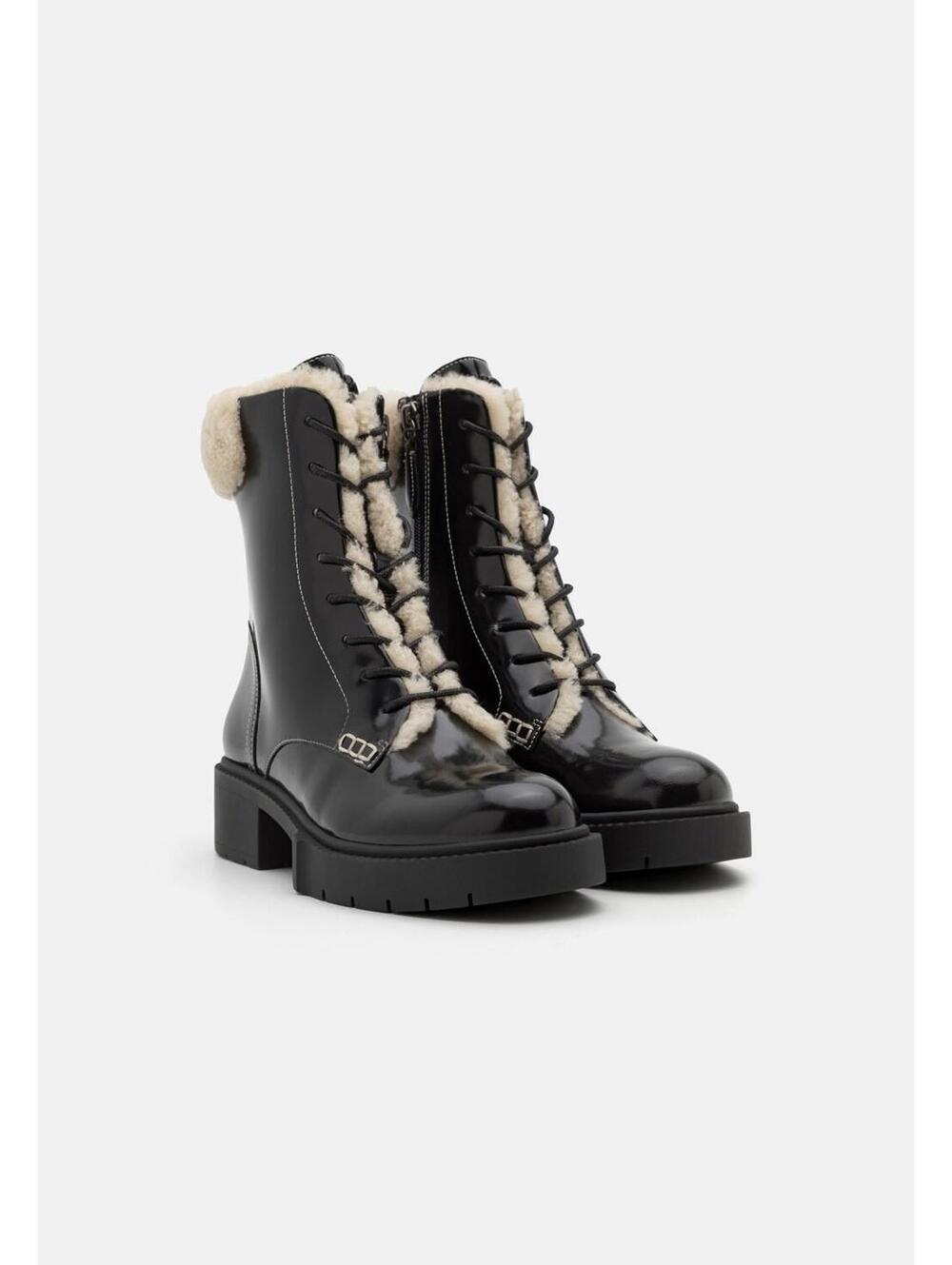 $295 NWOT COACH Women's Luxe Leighton Shearling Lace Up Lug Sole Combat Boots 7B